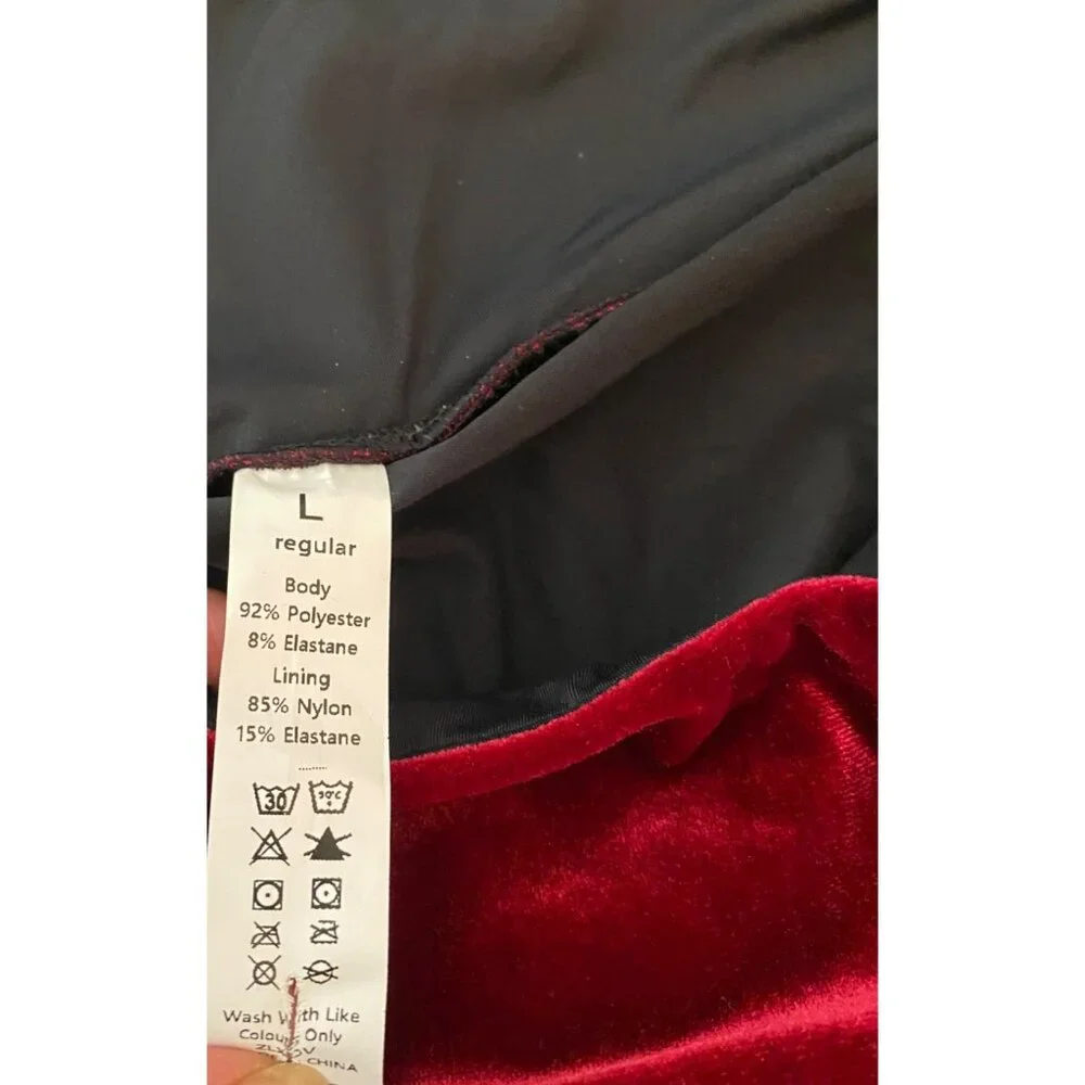 Red Velvet Asymmetrical Midi Skirt Large - Picture 3 of 7